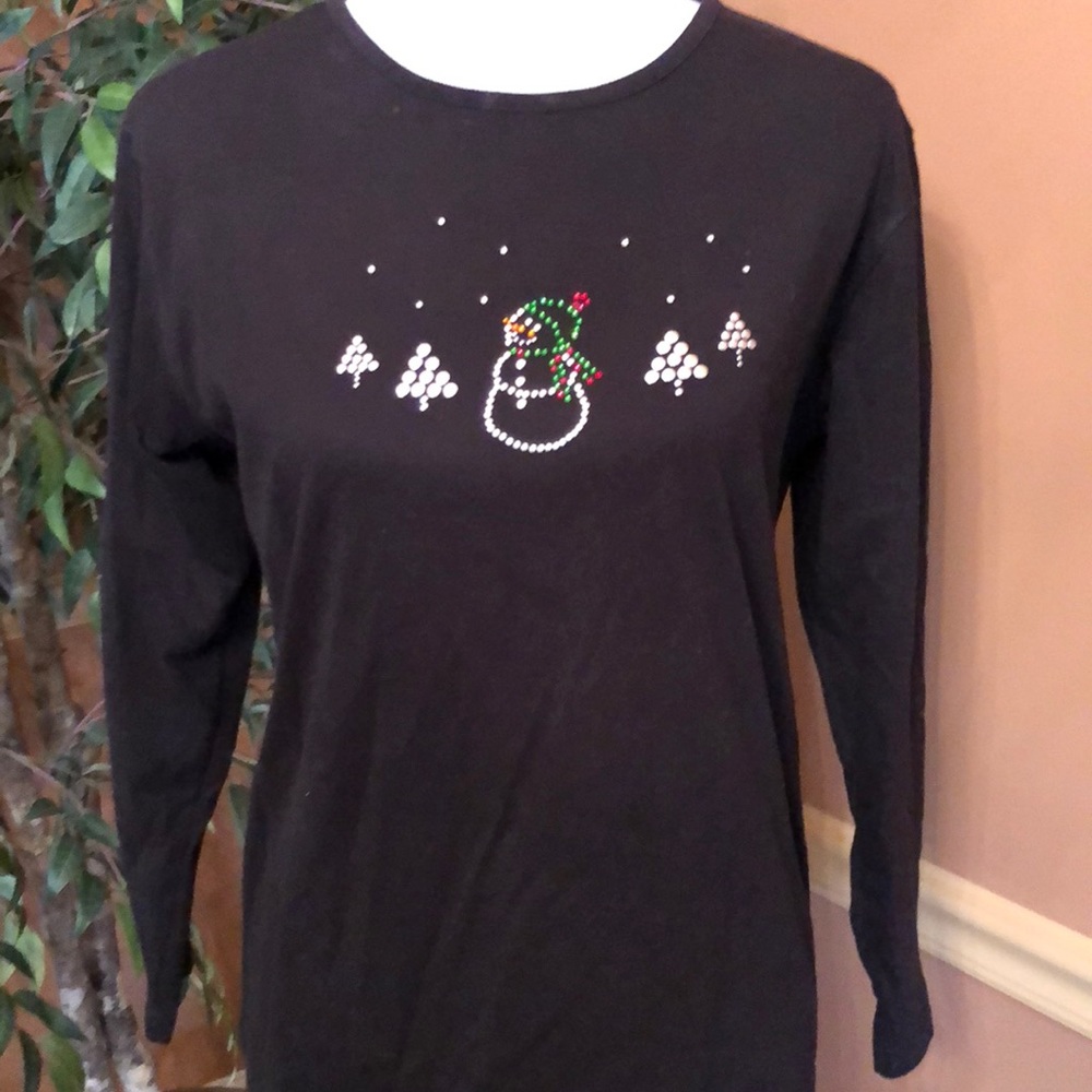 Christmas Festive Long Sleeve Top Small EUC